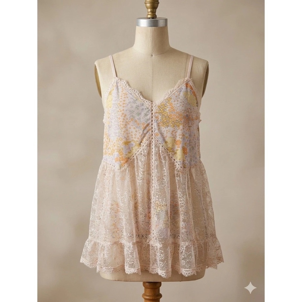 Victoria secret Floral Lace Trim Sleeveless Slip Dress - Pastel Multi